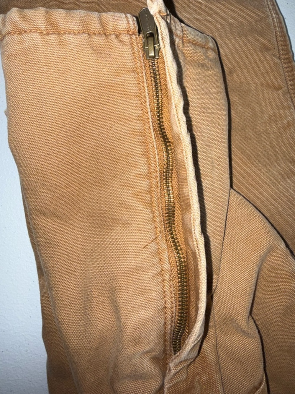 Carhartt Boys Size 12 Brown Duck Canvas Overalls Knee Pad Inseam 25 Workwear - Picture 8 of 11